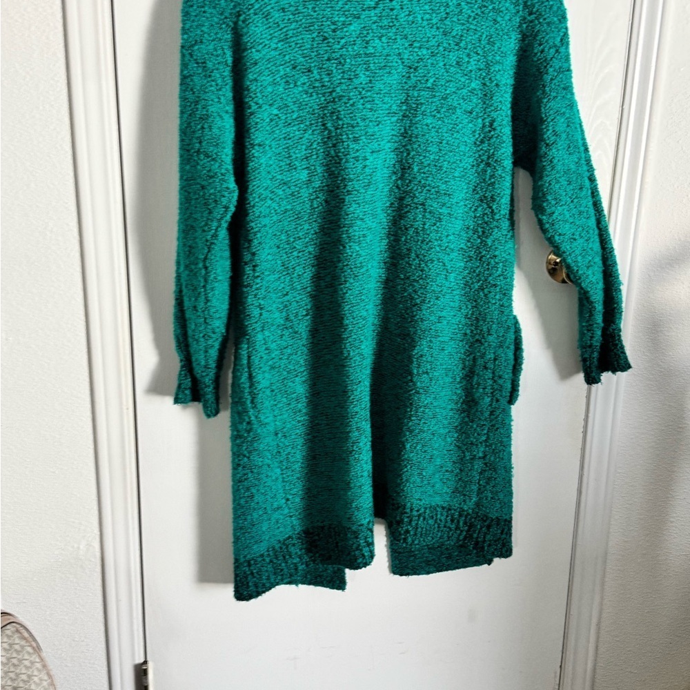 Green Textured Knit Open-Front Cardigan | Size M - Picture 6 of 6
